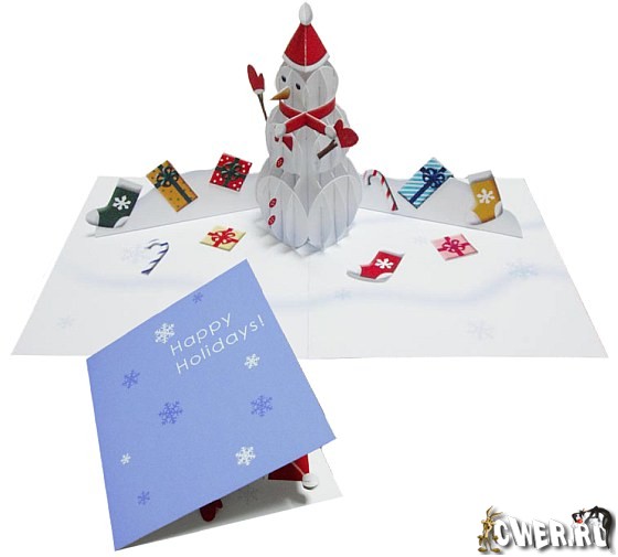 Объёмная открытка со снеговиком