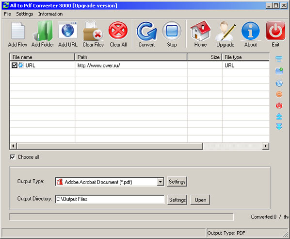 All to PDF Converter 3000 window