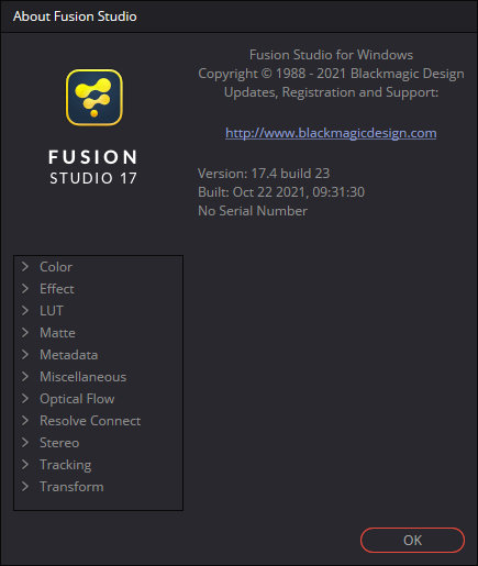 Blackmagic Design Fusion Studio 17.4 Build 23