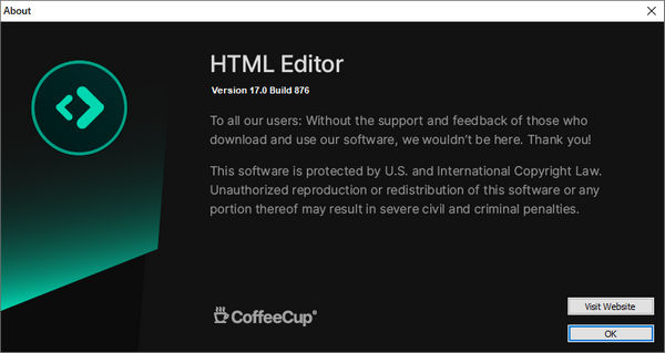 CoffeeCup HTML Editor 17.0 Build 876