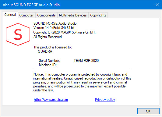 MAGIX SOUND FORGE Audio Studio 14.0.84