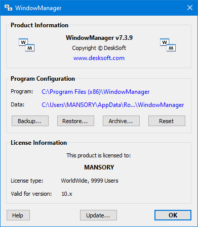 DeskSoft WindowManager 7.3.9