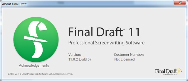 Final Draft 11.0.2 Build 57