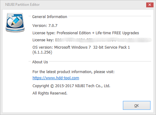 NIUBI Partition Editor Professional 7.0.7