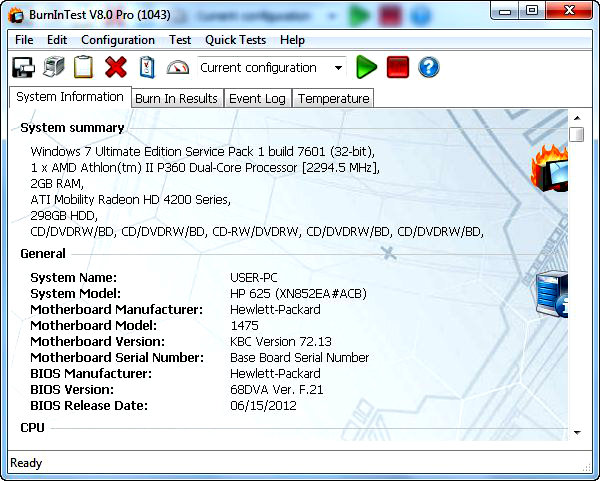 BurnInTest Pro 8.0 Build 1043