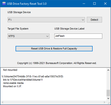 USB Drive Factory Reset Tool