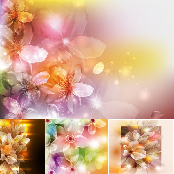 Abstract Flowers Backgrounds Vector